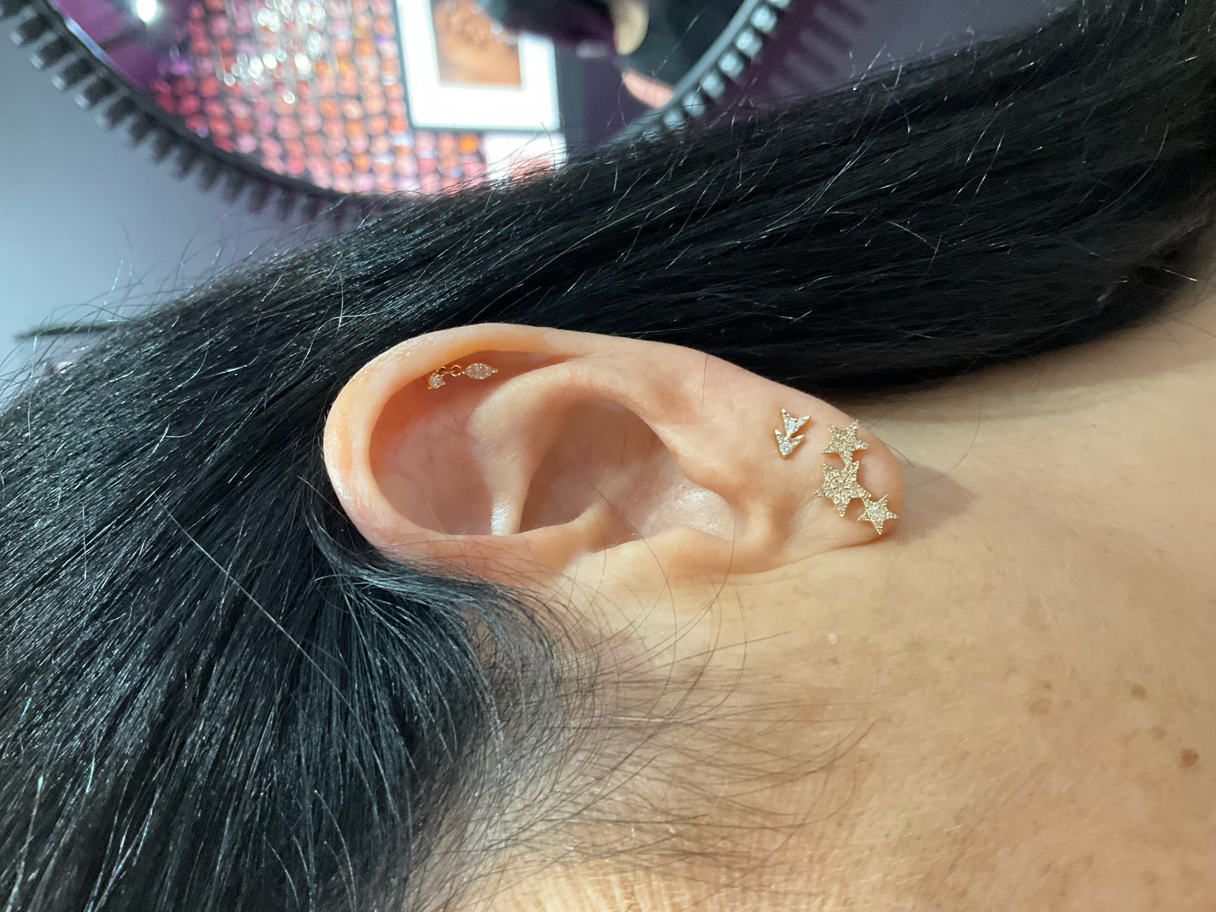 送税込【AMY O】Diamond Shooting Star Single Stud ピアス 国発 MYSTERIOUS HEART DIAMOND PIERCED EARRINGS 0.30ct(1ZP0877)K18