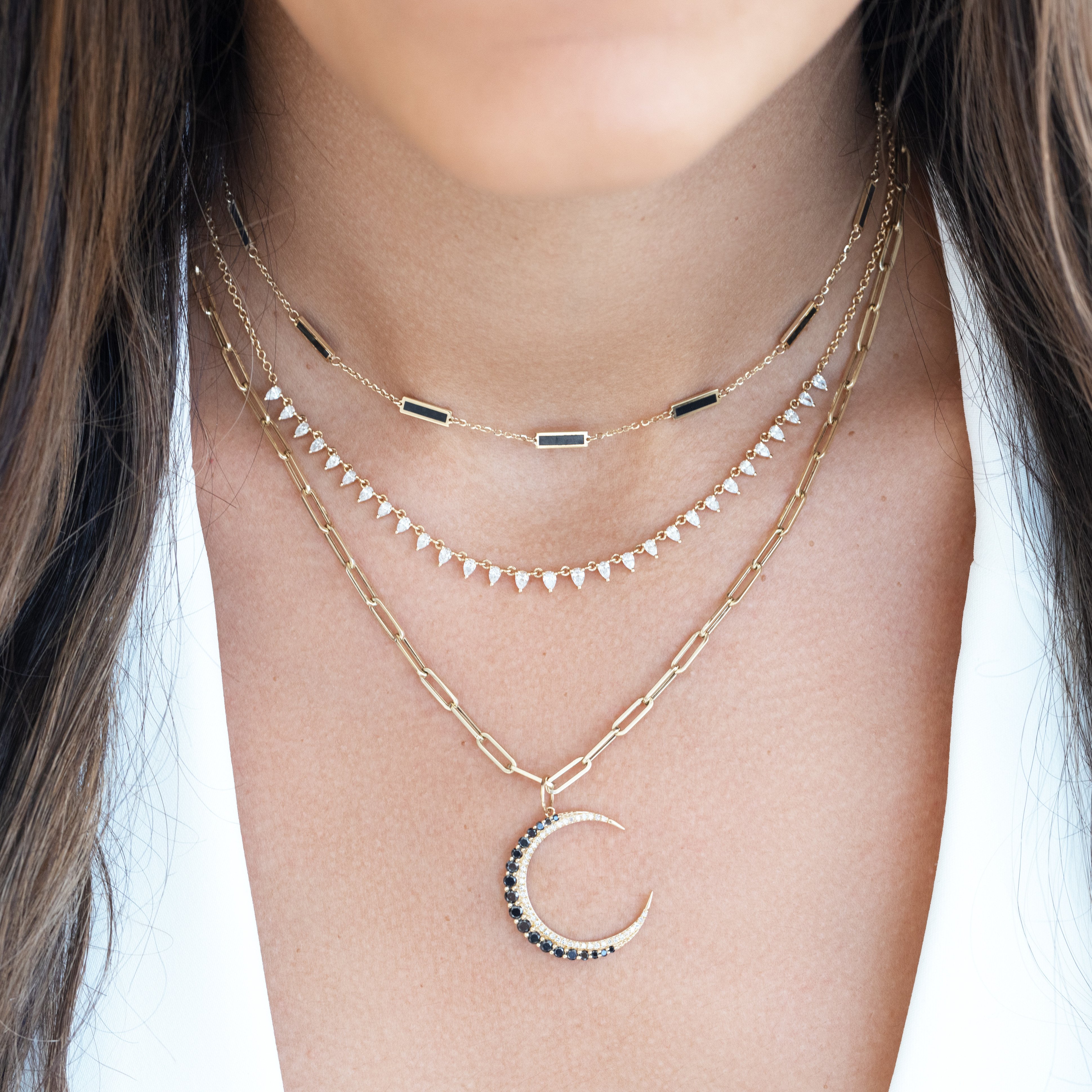 Medium Black & White Diamond Crescent Moon Charm – Ali Weiss