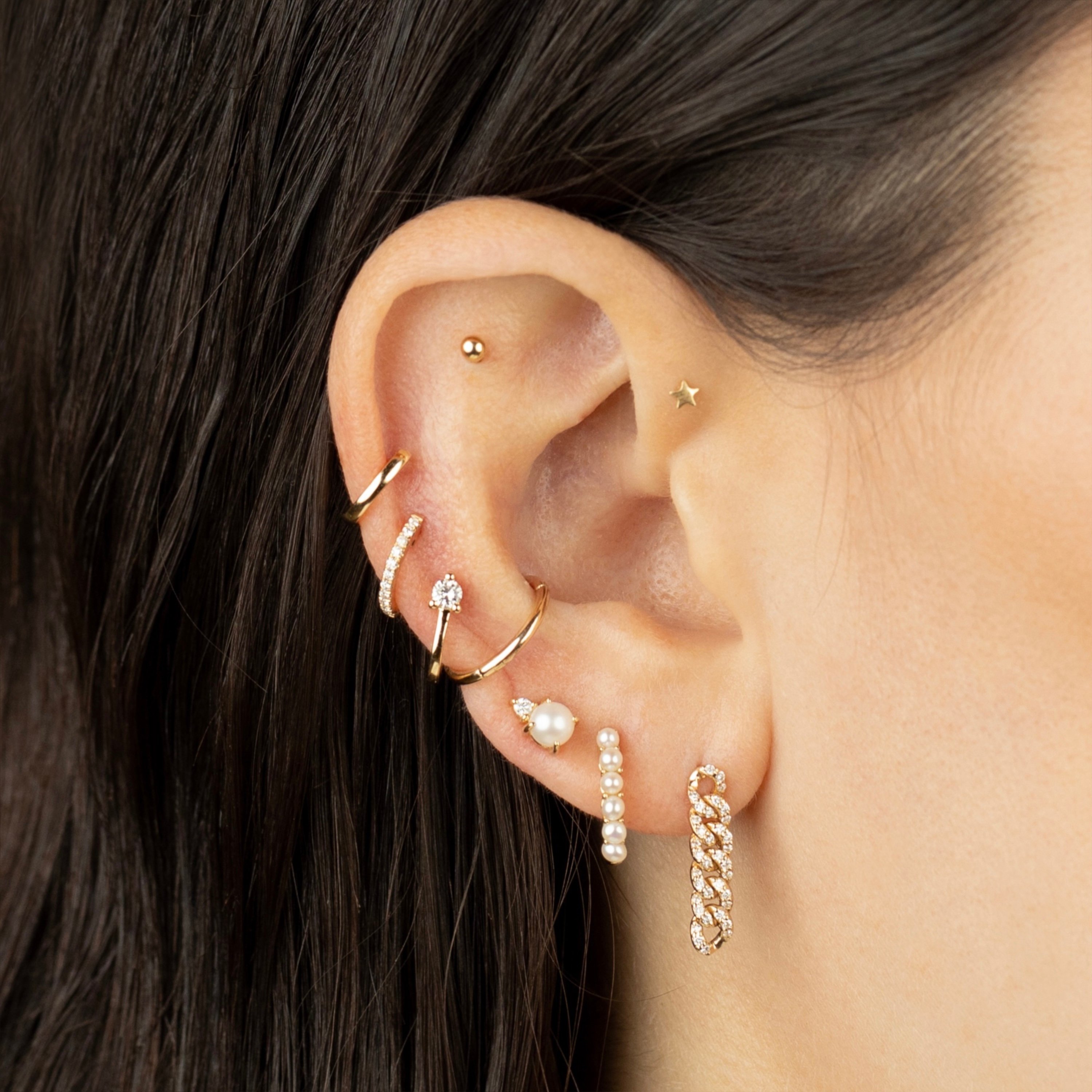 ピアス Numbering Double Line Pave Hoop Earrings #3126 5BNY045 PRE ORDER Double Pavé Hoop - White Diamond / 14k Yellow Gold